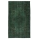 Modern Area Rug in Dark Green, Hand-woven and Hand-knotted in Turkey