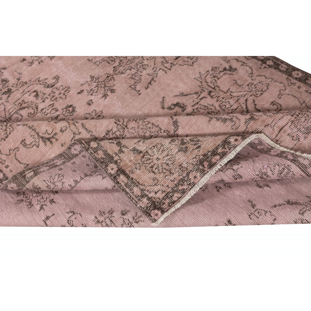 Modern Pink Color Area Rug. Handmade Turkish Floor Rug. Bohemian Home Decor