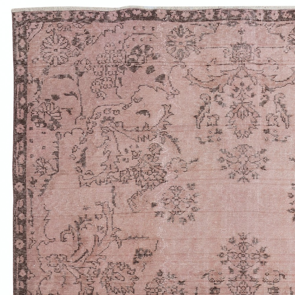 Modern Pink Color Area Rug. Handmade Turkish Floor Rug. Bohemian Home Decor