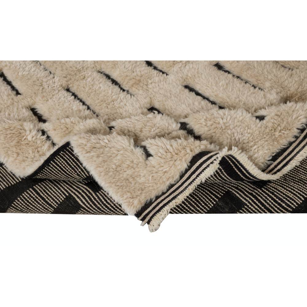 Handmade High and Low Pile Tulu Rug. Modern Turkish Shaggy Carpet