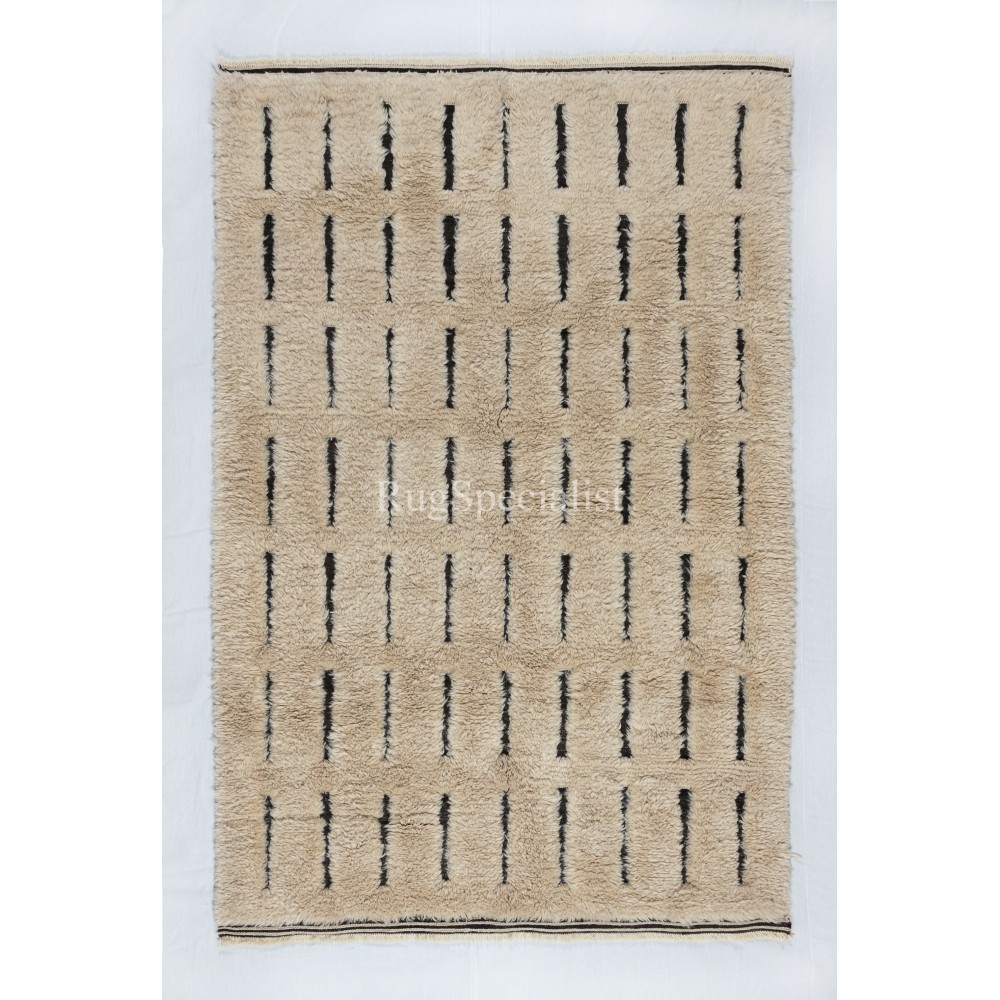 Handmade High and Low Pile Tulu Rug. Modern Turkish Shaggy Carpet