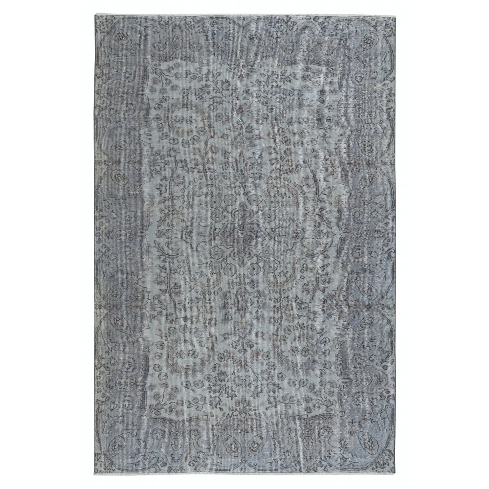 Contemporary Handmade Turkish Wool Area Rug in Light Blue