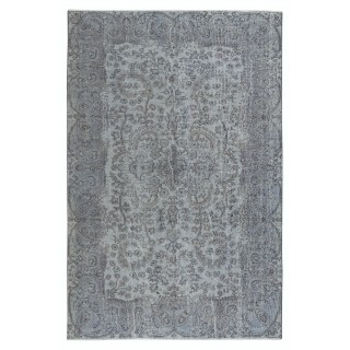 Contemporary Handmade Turkish Wool Area Rug in Light Blue