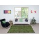 Modern Handmade Turkish Area Rug Over-Dyed in Green Color