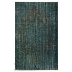 Handmade Dark Green Color Turkish Area Rug for Modern Interiors