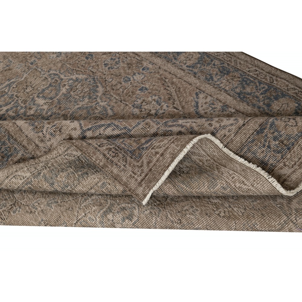 Modern Turkish Floor Rug in Brown Color. Hand Knotted Area Rug for Kitchen and Living Room