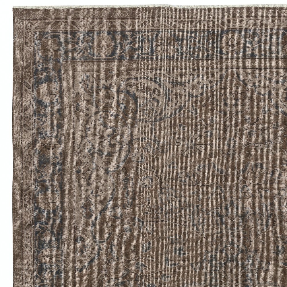 Modern Turkish Floor Rug in Brown Color. Hand Knotted Area Rug for Kitchen and Living Room