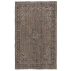 Modern Turkish Floor Rug in Brown Color. Hand Knotted Area Rug for Kitchen and Living Room