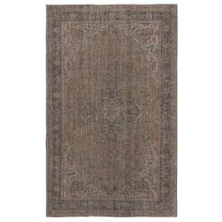 Modern Turkish Floor Rug in Brown Color. Hand Knotted Area Rug for Kitchen and Living Room