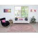 Contemporary Handmade Low Pile Turkish Wool Area Rug in Pink Color