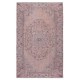Contemporary Handmade Low Pile Turkish Wool Area Rug in Pink Color