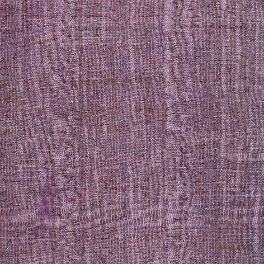 Vintage Handmade Turkish Area Rug redyed in Purple Color for modern interiors