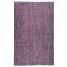 Vintage Handmade Turkish Area Rug redyed in Purple Color for modern interiors