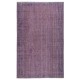 Vintage Handmade Turkish Area Rug redyed in Purple Color for modern interiors