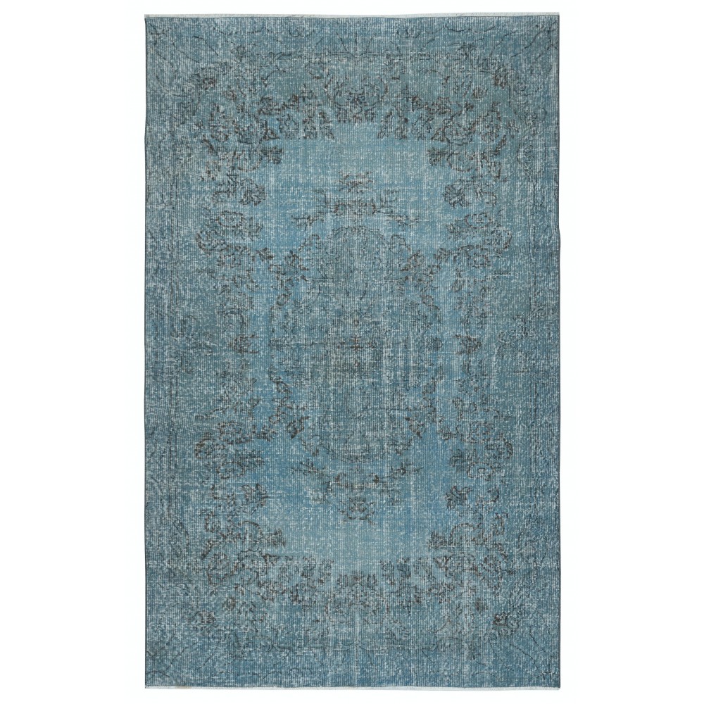 Light Blue Color Handmade Anti-Bacterial Turkish Wool Area Rug for Modern Home and Office Decor