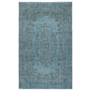 Light Blue Color Handmade Anti-Bacterial Turkish Wool Area Rug for Modern Home and Office Decor