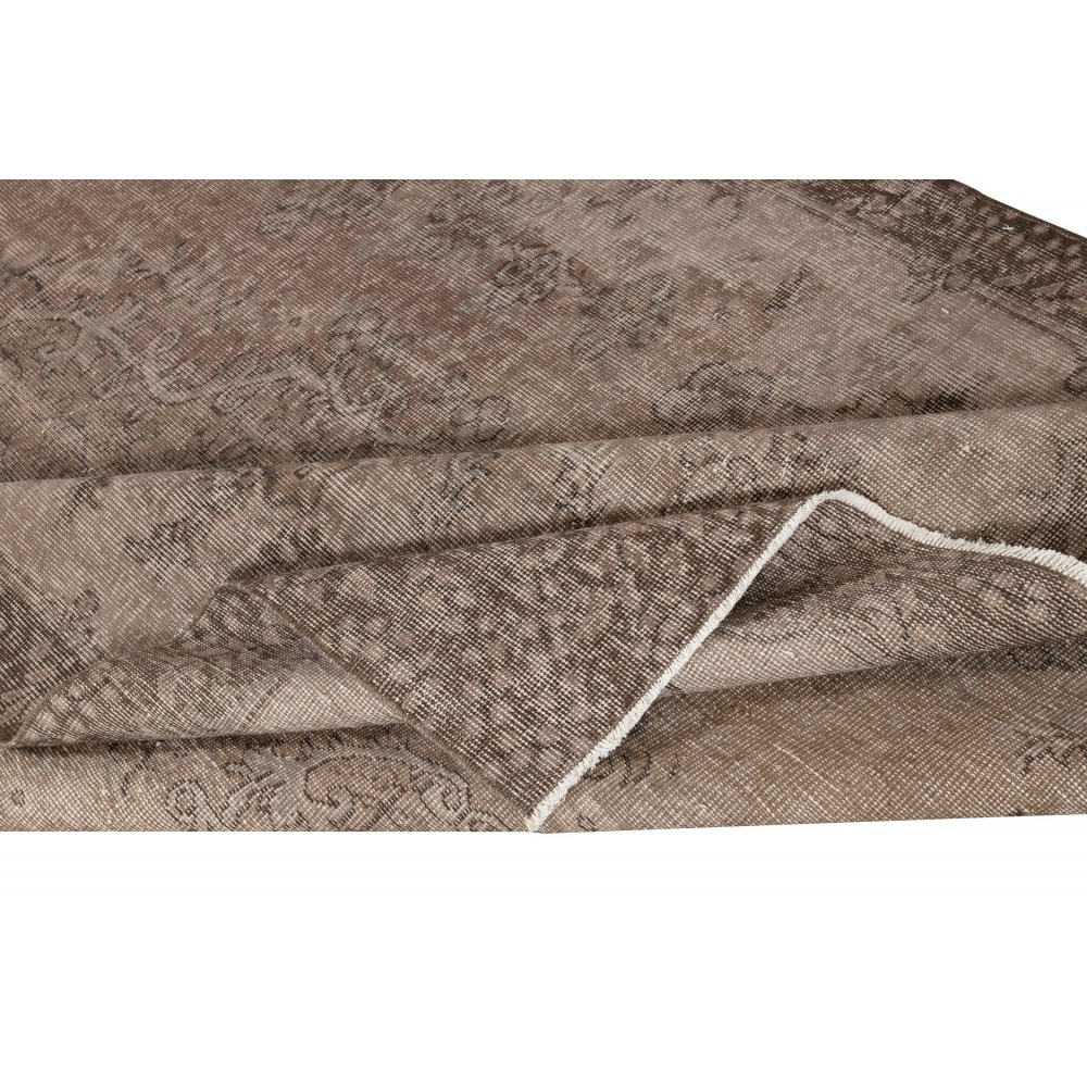 Brown Color Handmade Wool Area Rug from Turkey. Modern Low Pile Rug