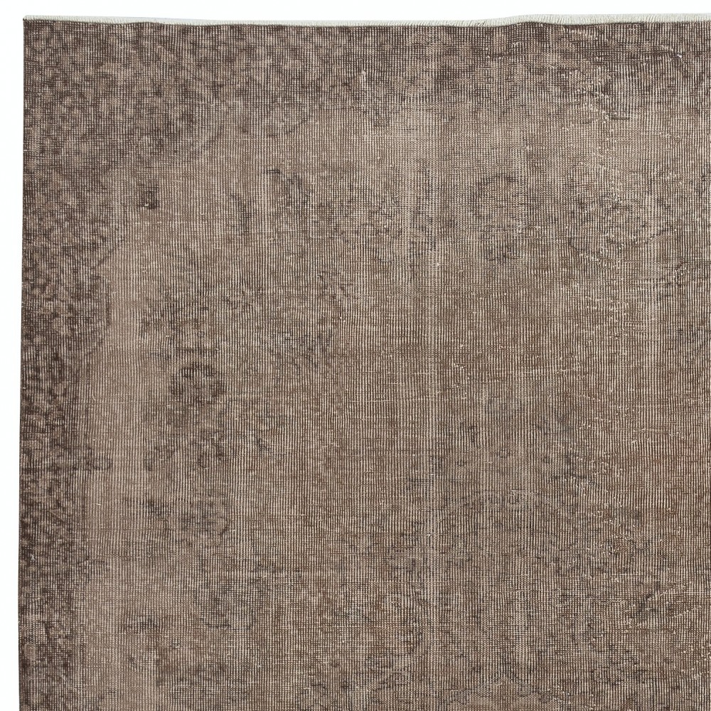 Brown Color Handmade Wool Area Rug from Turkey. Modern Low Pile Rug