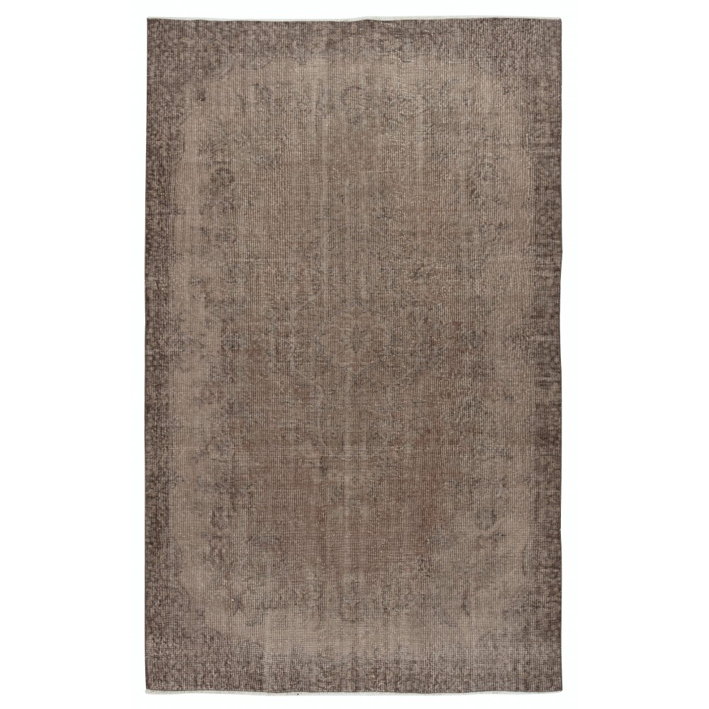Brown Color Handmade Wool Area Rug from Turkey. Modern Low Pile Rug