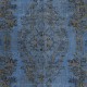 Contemporary Handmade Blue Color Turkish Wool Area Rug with Medallion Design