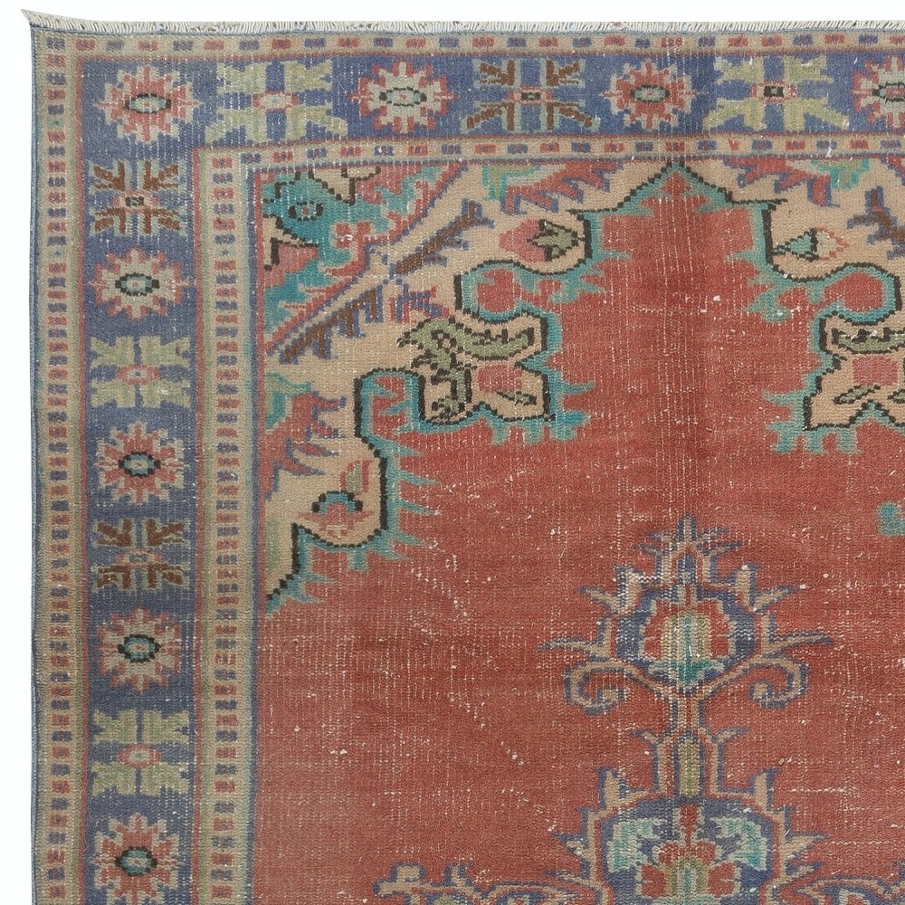 Traditional Vintage Handmade Wool Area Rug. One of a kind Turkish Carpet