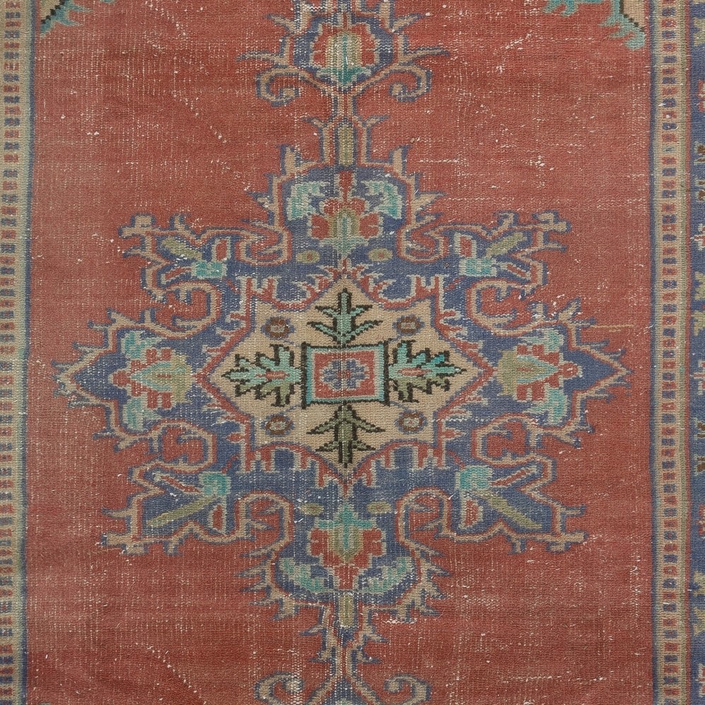 Traditional Vintage Handmade Wool Area Rug. One of a kind Turkish Carpet