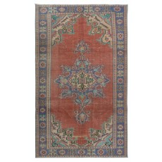 Traditional Vintage Handmade Wool Area Rug. One of a kind Turkish Carpet