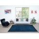 Modern Handmade Turkish Area Rug Over-Dyed in Dark Blue. Woolen Floor Covering