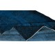 Modern Handmade Turkish Area Rug Over-Dyed in Dark Blue. Woolen Floor Covering