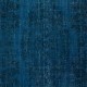 Modern Handmade Turkish Area Rug Over-Dyed in Dark Blue. Woolen Floor Covering
