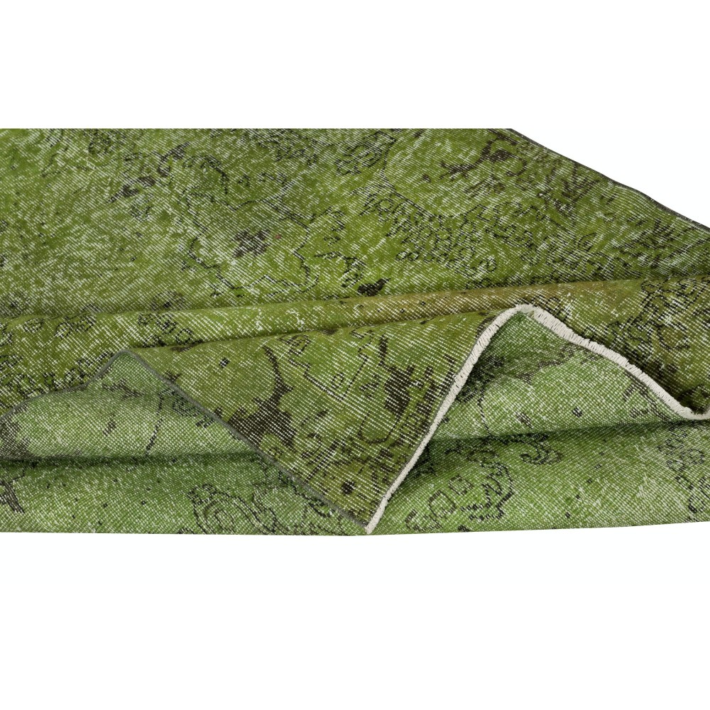 Green Color Wool Area Rug for Modern Interiors, Handmade in Turkey
