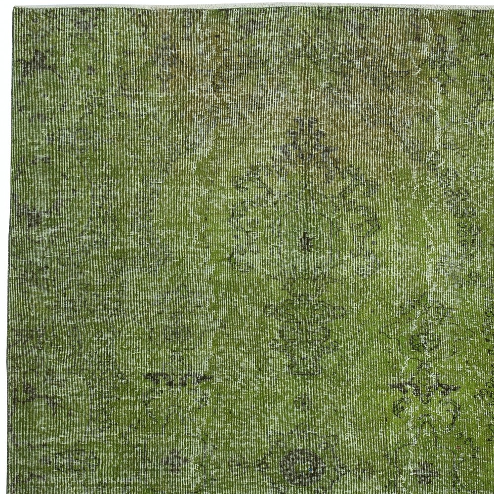 Green Color Wool Area Rug for Modern Interiors, Handmade in Turkey