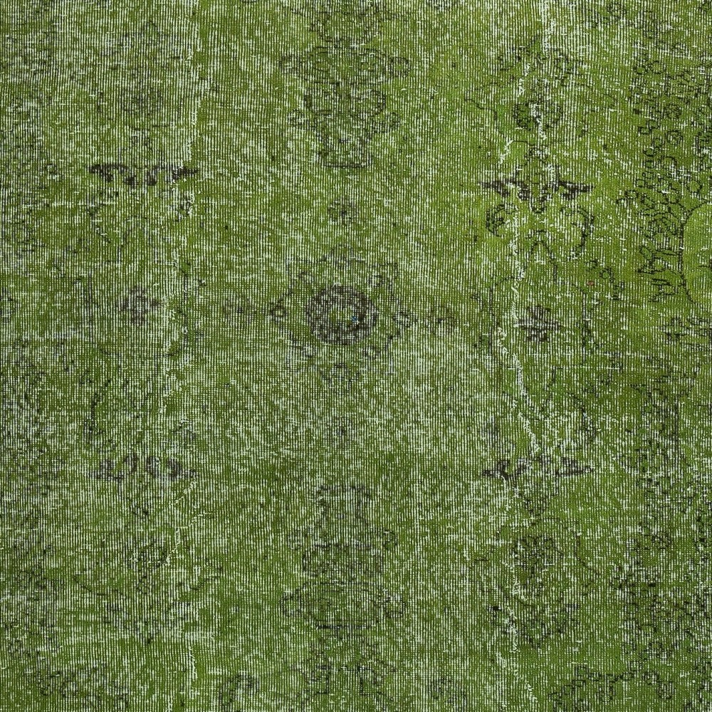 Green Color Wool Area Rug for Modern Interiors, Handmade in Turkey