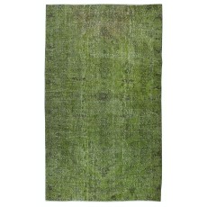Green Color Wool Area Rug for Modern Interiors, Handmade in Turkey