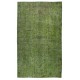 Green Color Wool Area Rug for Modern Interiors, Handmade in Turkey