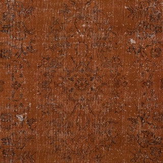 Distressed Handmade Turkish Wool Area Rug Re-Dyed in Orange Color