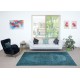 Modern Handmade Turkish Area Rug Over-Dyed in Blue. Woolen Floor Covering