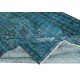 Modern Handmade Turkish Area Rug Over-Dyed in Blue. Woolen Floor Covering
