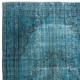 Modern Handmade Turkish Area Rug Over-Dyed in Blue. Woolen Floor Covering