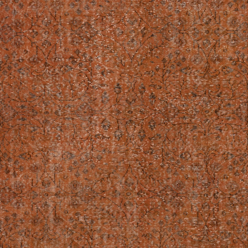 Contemporary Hand-knotted Area Rug. Orange Color Turkish Floor Covering