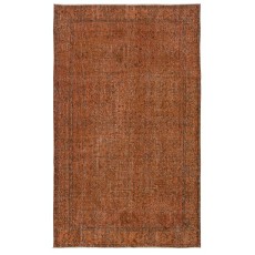 Contemporary Hand-knotted Area Rug. Orange Color Turkish Floor Covering