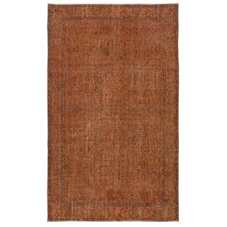 Contemporary Hand-knotted Area Rug. Orange Color Turkish Floor Covering