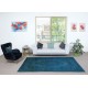 Modern Handmade Turkish Area Rug. Blue Color Living Room Carpet