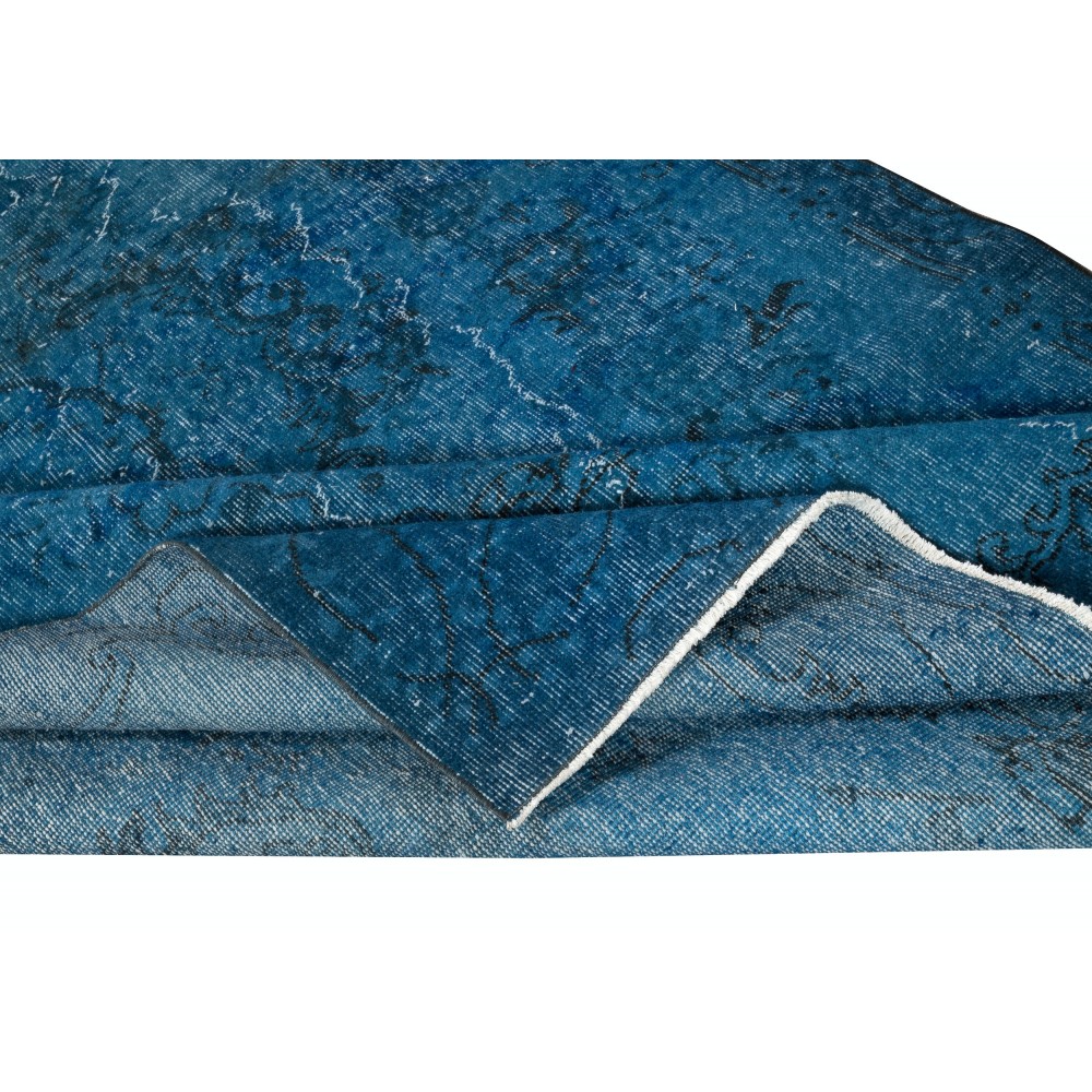 Modern Handmade Turkish Area Rug. Blue Color Living Room Carpet