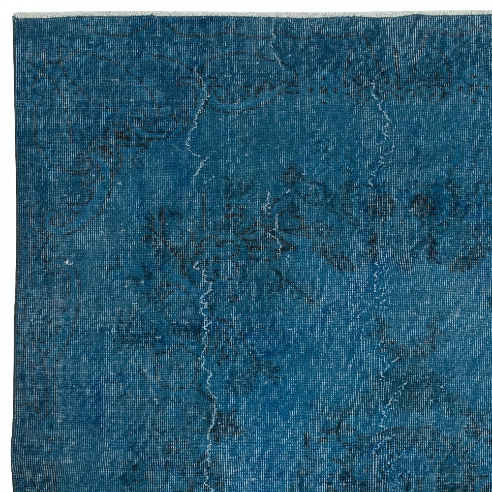 Modern Handmade Turkish Area Rug. Blue Color Living Room Carpet