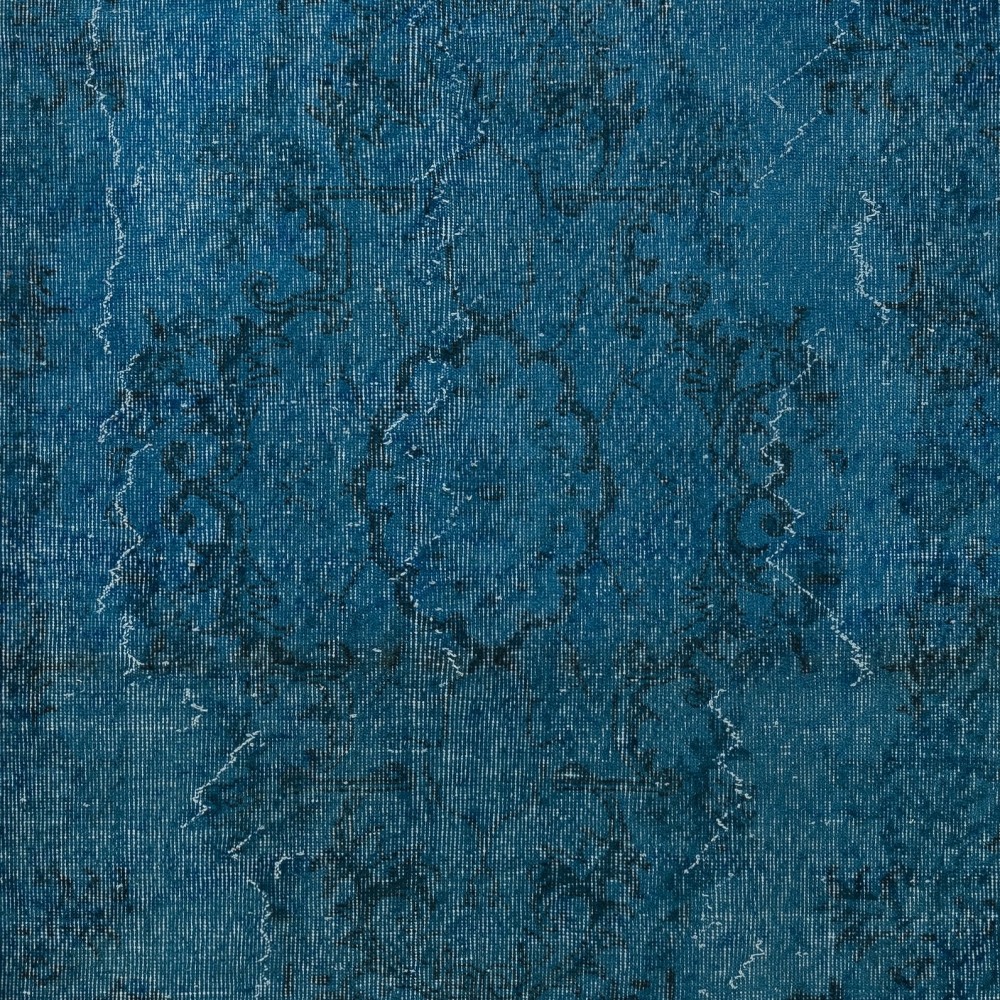 Modern Handmade Turkish Area Rug. Blue Color Living Room Carpet