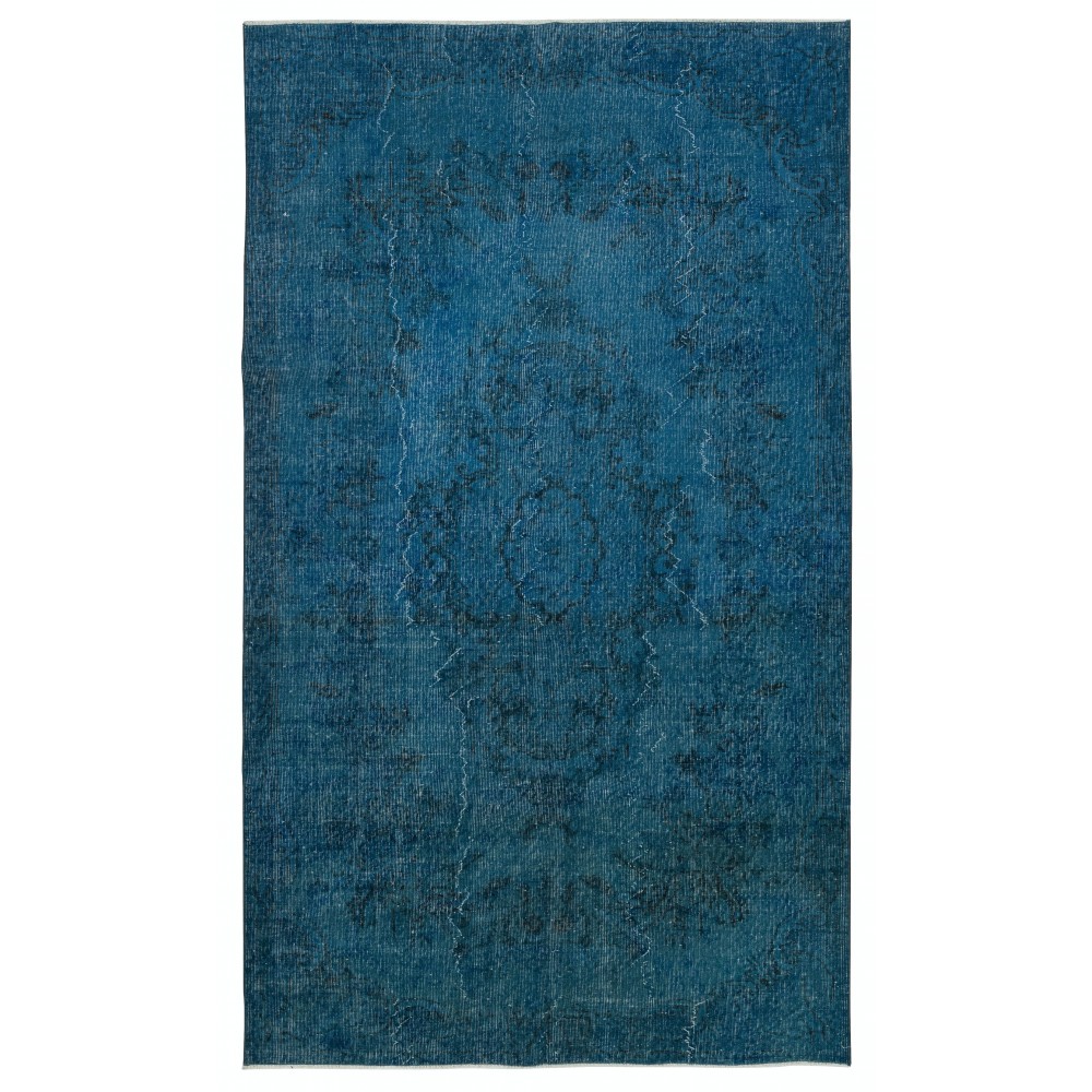 Modern Handmade Turkish Area Rug. Blue Color Living Room Carpet