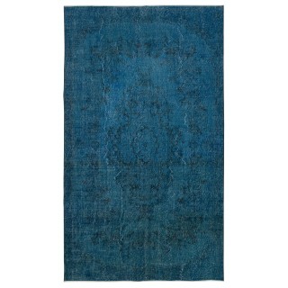 Modern Handmade Turkish Area Rug. Blue Color Living Room Carpet