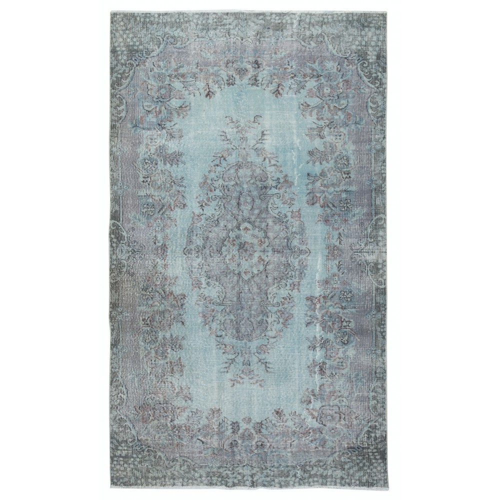 Light Blue Color Handmade Turkish Wool Area Rug for Modern Home and Office Decor