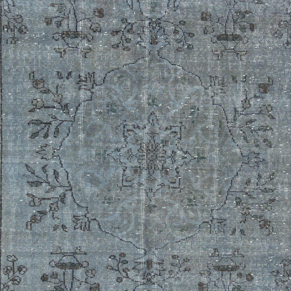 Vintage Handmade Turkish Area Rug Overdyed in Blue 4 Modern Interiors
